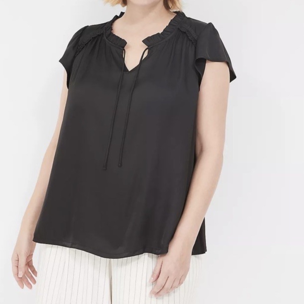 Lane Bryant Cap Flutter-Sleeve Satin & Knit Top 22/24
